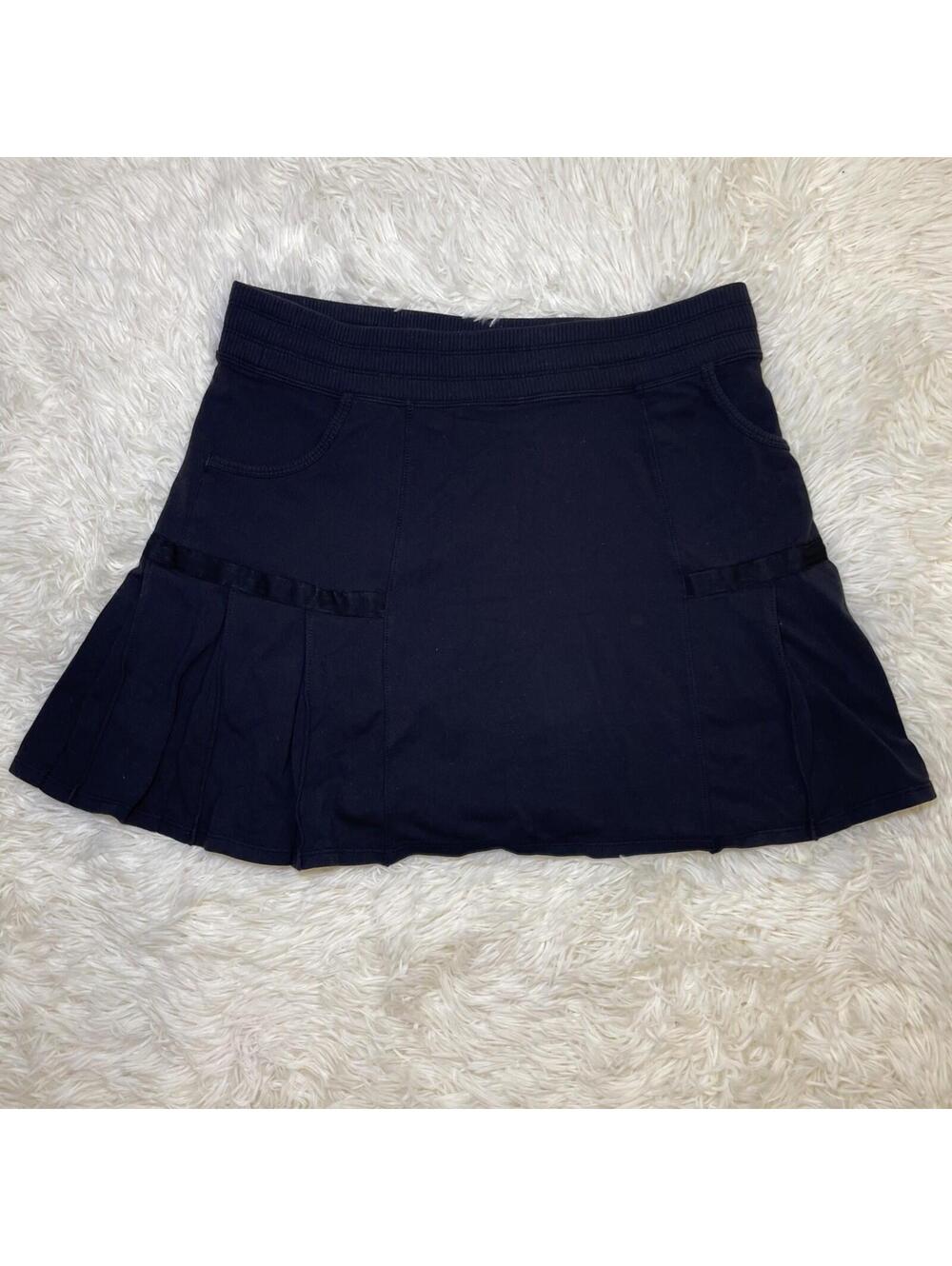 Athleta Women's Size M Black Pleated Mini Skirt With Shorts Built In Stretch